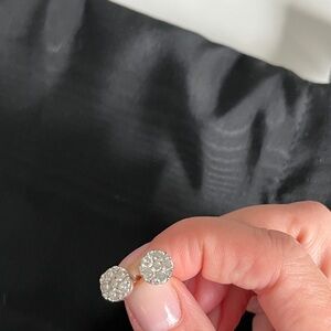 Authentic 14k gold white diamond earrings